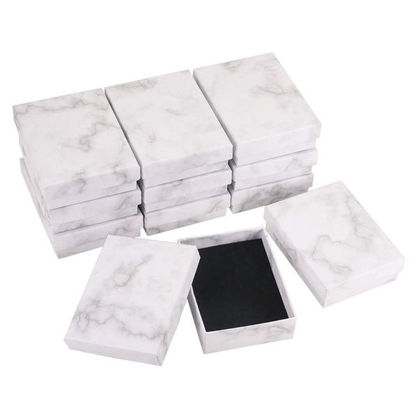 

marble jewelry box necklace bracelet rings carton packaging display gifts storage organizer holder rectangle/square 211014, Black;white