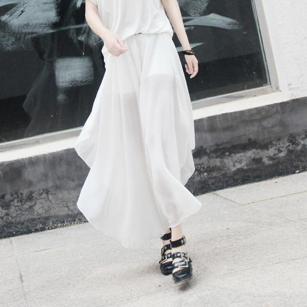 

skirts 2021 summer women harajuku irregular chiffon skirt hip hop punk simple black white long see-through beach