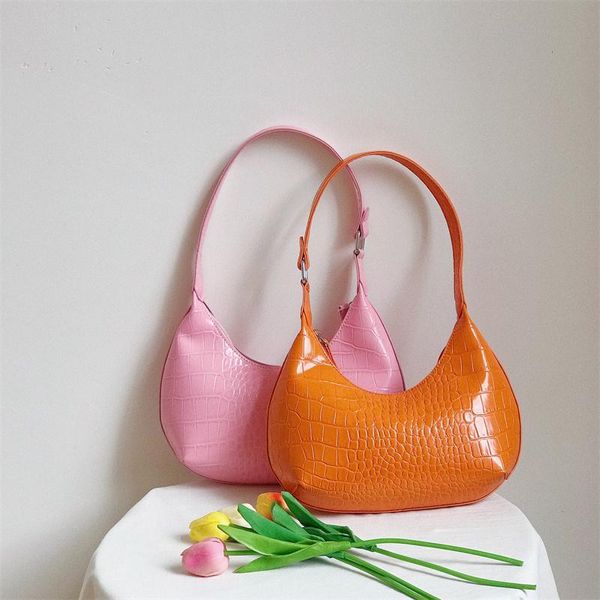 

evening bags crocodile pattern handbags for women 2021 designer luxury pu leather underarm bag ladies handle shoulder tote purse sac