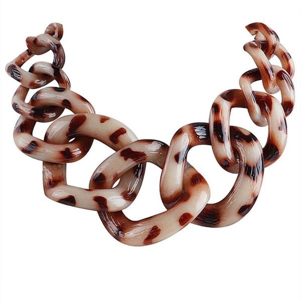 

chokers fishsheep 2021 fashion big acrylic chunky chain choker necklace large leopard vintage collar necklaces statement jewelry gift, Golden;silver