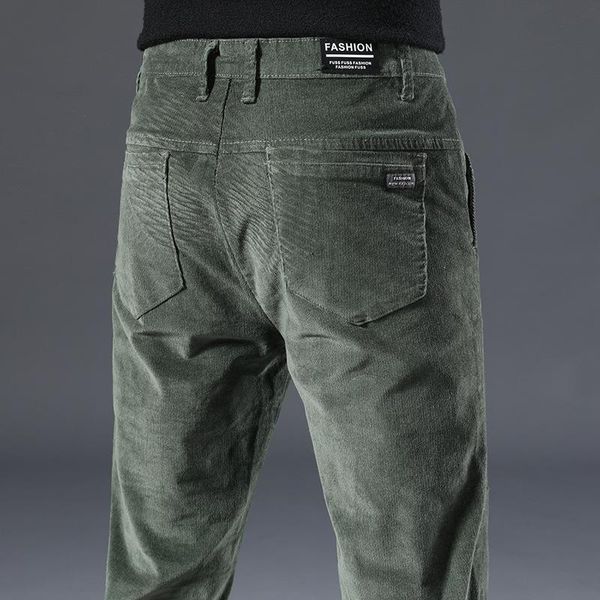 

men's pants 2021 business jean straight corduroy breathable casual, Black