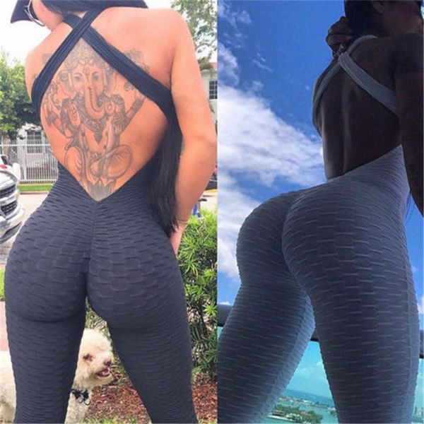 

women sleeveless slim suit one piece sport gym fitness workout jumpsuit leggings pants running solid women's jumpsuits & rompers, Black;white
