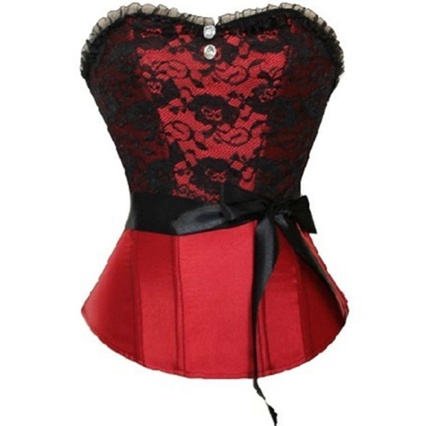 

woman bustiers balck red overbust corsets elegant women lace satin waist corset bridal bustier lingerie victorian vintage cor, Black;white