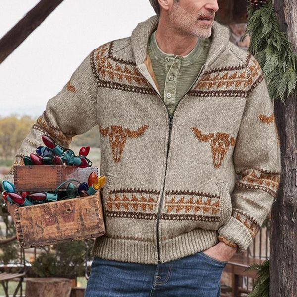 

men's sweaters 2021 knitted christmas geometric cardigan zipper european streetwear arrival winter wool-blend sweater coat for men, White;black