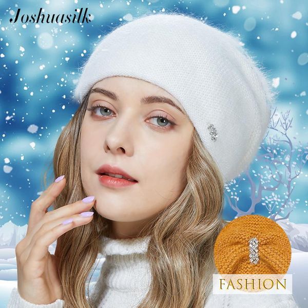 

beanie/skull caps joshuasilk winter woman hat butterfly decoration angora knitted ladies for girls, Blue;gray