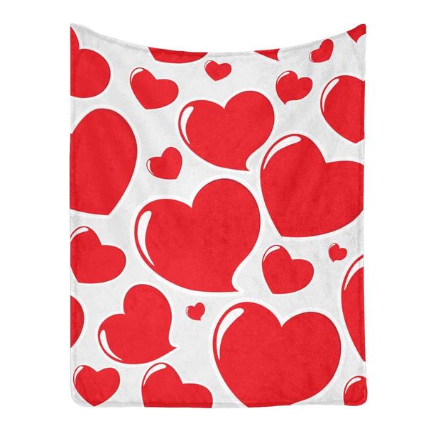 

Heart Red Pattern Warm and Cozy 100% Polyester Micro Fleece Blanket,30 x 40 Inch