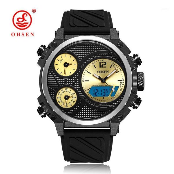 

sports men's watches fashion quartz digital watch mens led waterproof sport dual display wristwatch relogios wristwatches, Slivery;brown