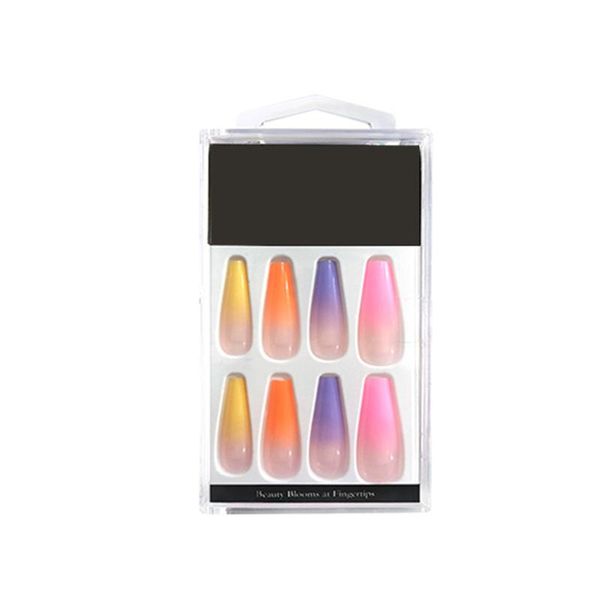 

false nails artificial nail long ballerina press on coffin glossy for salon home diy art m88, Red;gold