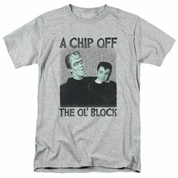 

the munsters chip t shirt mens licensed classic tv show eddie sport grey, White;black
