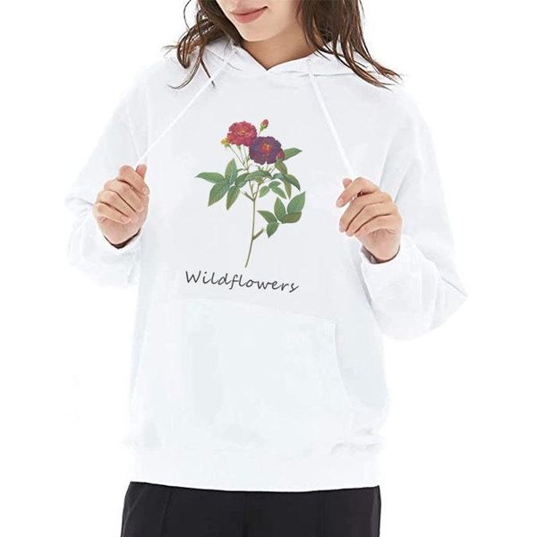 

women's hoodies & sweatshirts flower printed sweatshirt female 100% cotton women long sleeve autumn casual pockets y2k oversized hoodie, Black