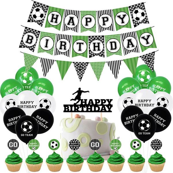 

party decoration 1set football balloons soccer happy birthday banner cake ers decorations for fans kids toys