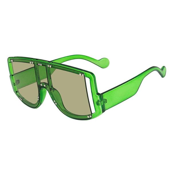

one-piece rivet sunglasses women big frame sun glasses oversized color lens shades retro eyewear lady gafas uv400, White;black
