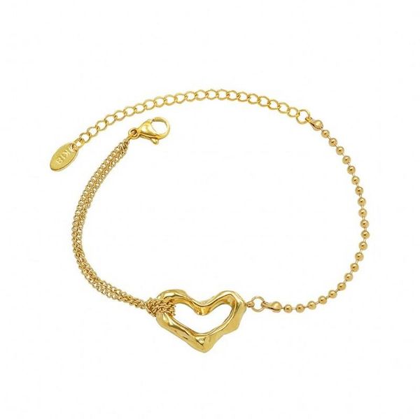 

link, chain heart shape stainless steel women bracelets jewelry, Black