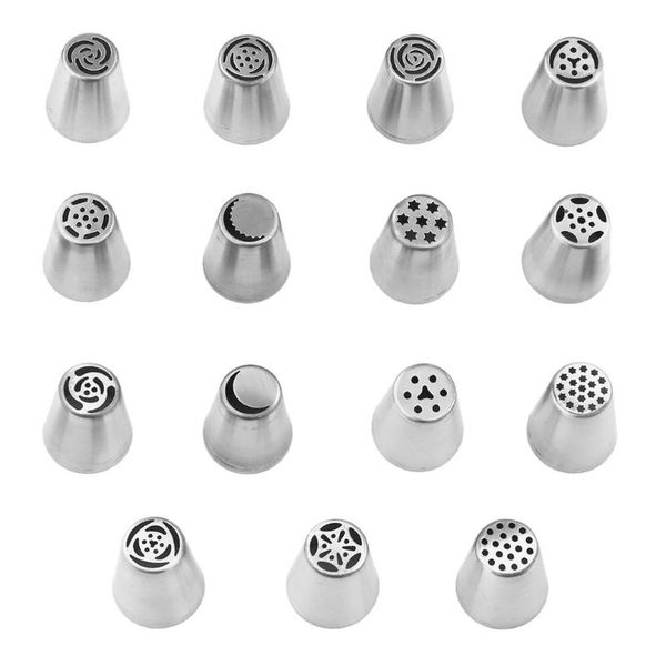 

baking & pastry tools 15pcs/set russian tulip icing piping nozzles stainless steel flower cream tips bag cupcake cake decorating