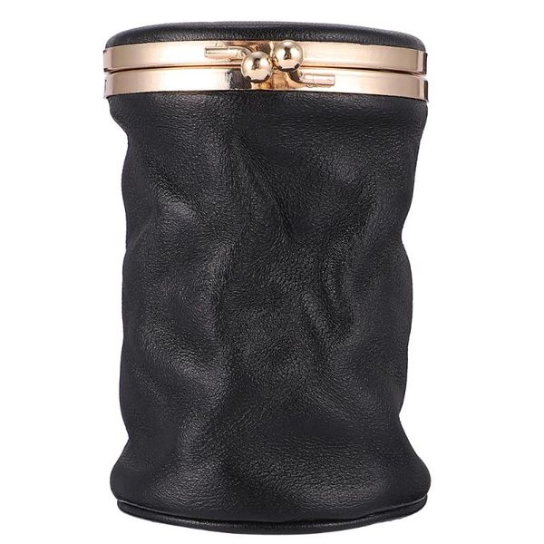 

cosmetic bags & cases 1pc mini perfume storage portable retro lovely leather makeup bag with mirror(black)