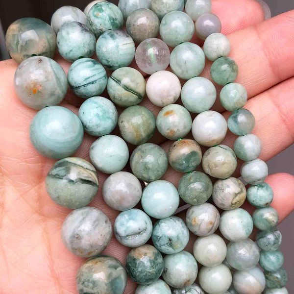 Natural Myanmar pedra redonda esmeraldas jades gem solta espaçador grânulos para jóias fazendo bracelete DIY 15 '6 8 10 12mm