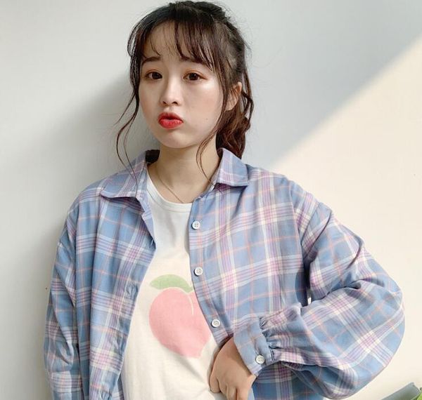 

women's blouses & shirts spring temperament plaid long sleeve shirt, White