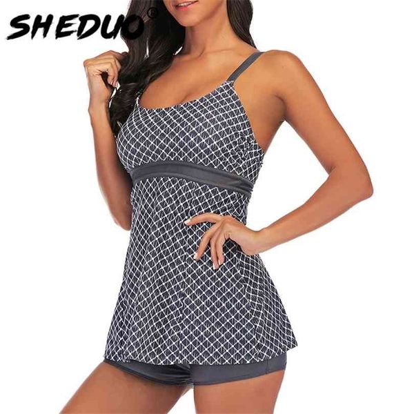 

two pieces swimsuit plus size tankini women swimwear swimming suits beachwear bikini set plaid arrival 210728, White;black