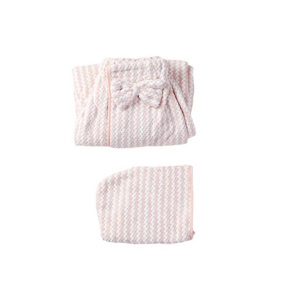 

towel women bath with hair drying cap soft and absorbent wrap for shower pink white/ green grey white