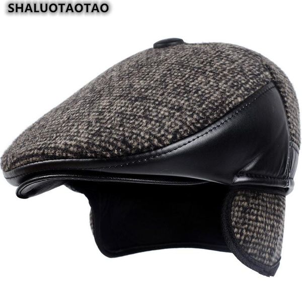 

berets shaluotaotao fashion men's women's autumn winter trend casual keep warm thicken ear protection middle-aged hat gorra, Blue;gray