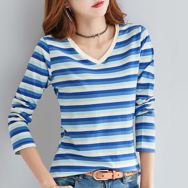 

women's t-shirt long sleeve shirt of cotton t-shirt with long korean-style women uszh, White