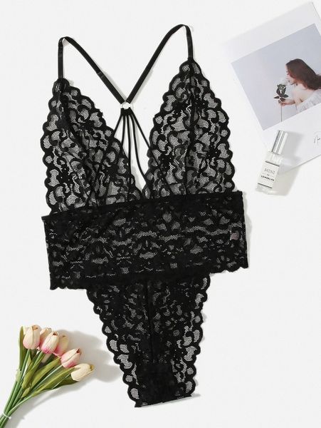 

plus floral lace teddy bodysuit u6fb#, Black;white