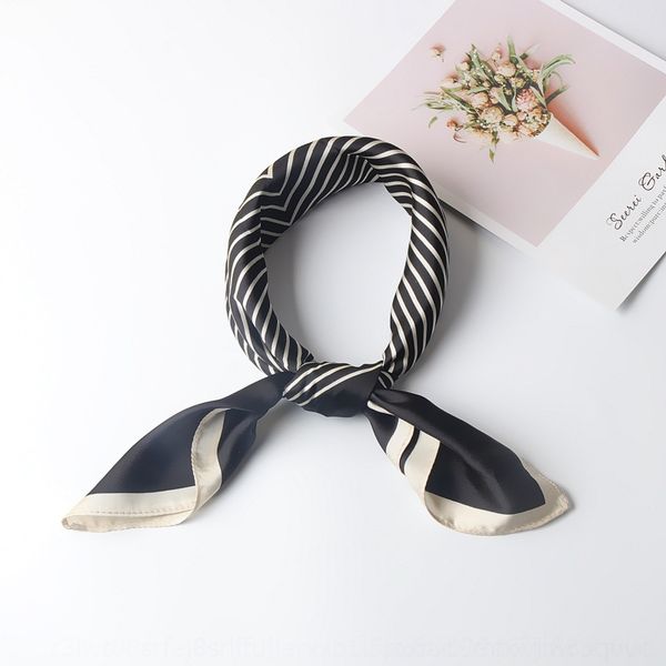 

p61 korean face towel face towel small square ties black and white stripe small square korean four seasons cravat cover neck thin scarf tem, Black;gray