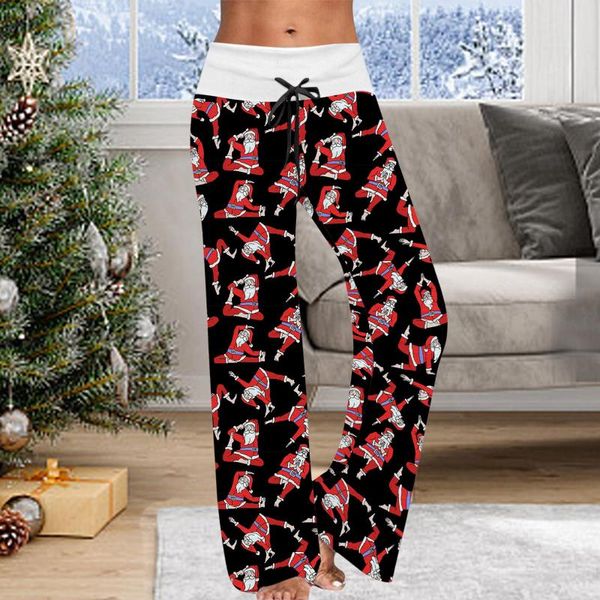 

women's pants & capris 40# christmas baggy loose joggers wide leg sports drawstring for women elastic waist trousers sweatpant 2021, Black;white