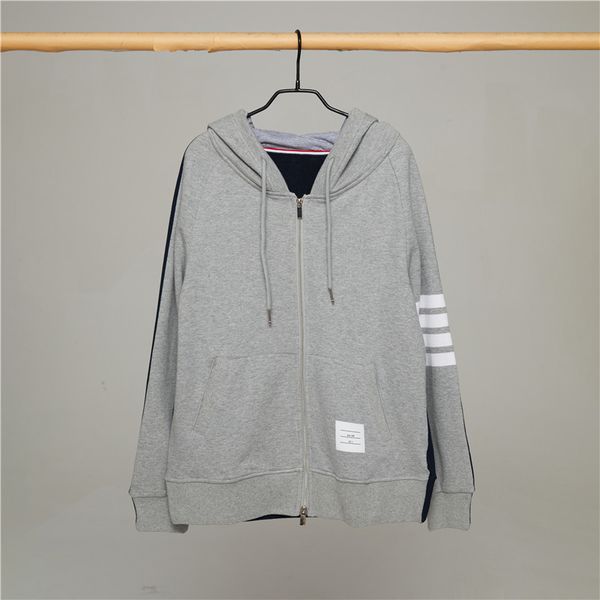 

trendy classic tb coat color blocking 2020 spring fashion men's and women's lovers' sports zipper hoodie sweater, Black