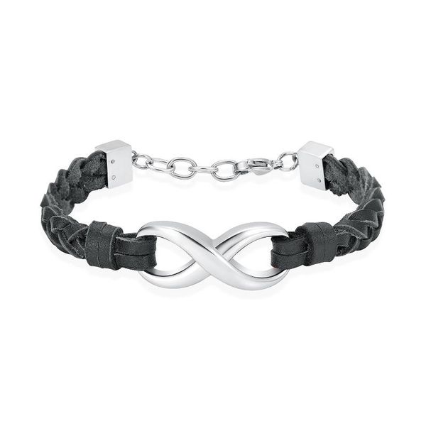 

bangle cremation bracelet for ashes memorial infinity jewelry stainless steel urn black leather wrist band keepsake