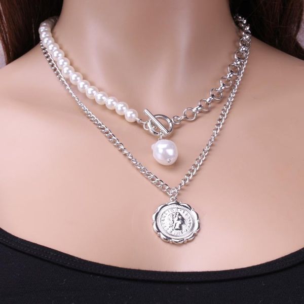 

hair clips & barrettes european and american baroque pearl necklace double clavicle chain women's fashion accessories, Golden;silver