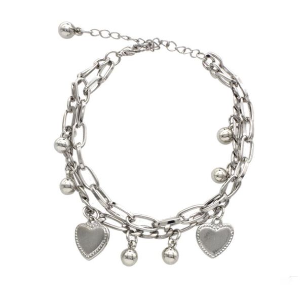 

link, chain double bracelet love heart pendant trendy accessories jewelry for woman surprise gift, Black