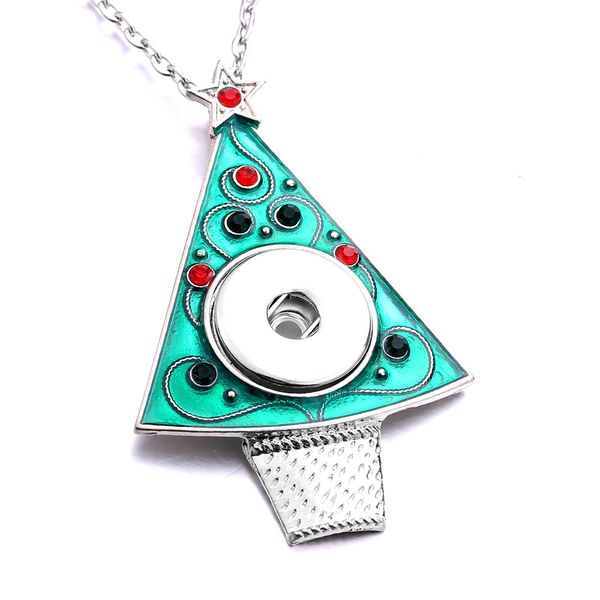 

christmas tree shape snap button pendant necklace fit 18mm snaps buttons jewelry snaps necklaces for women mom gift, Silver