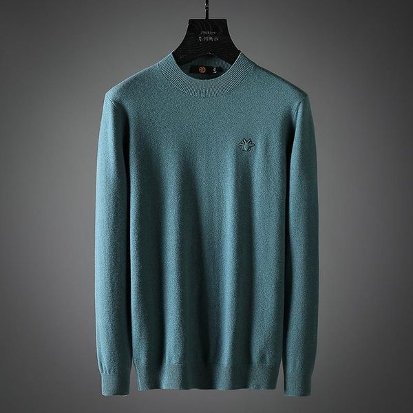 

men's sweaters 2021 meinu pure wool thickened sweater youth leisure solid color slim fit semi neck, White;black