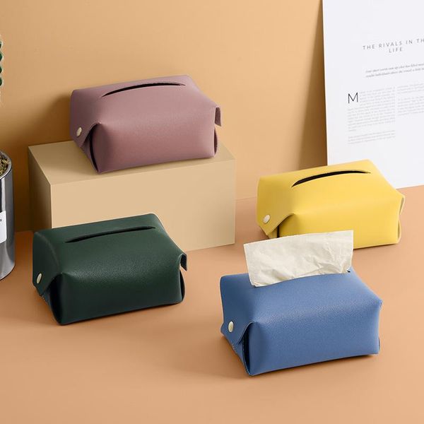 

tissue boxes & napkins box pu leather foldable handkerchief cover soft napkin holder for living roomdeskkitchen decorative