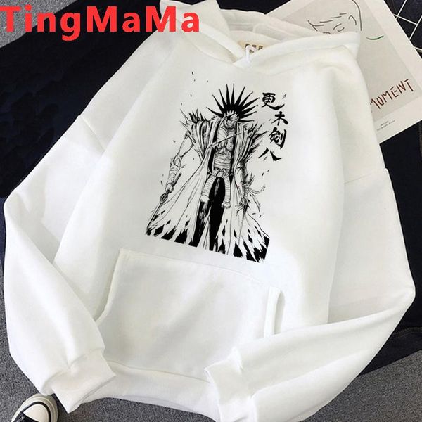 

men's hoodies & sweatshirts bleach ichigo zaraki kenpachi men printed korea oversized pullover clothing grunge, Black