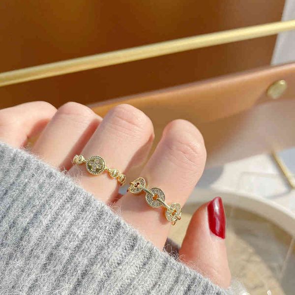 

coin fortune metal dign sense modeling cross temperament ring, Silver