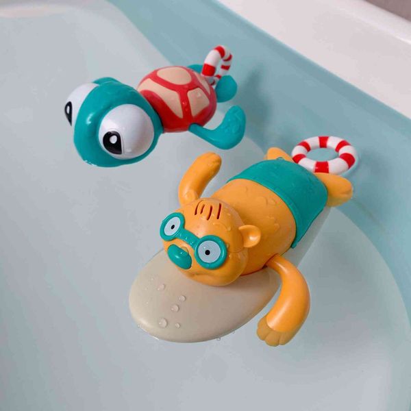 

baby bath toys swimming pull wire bathing toy beaver turtle winding chain small animal children's bathroom