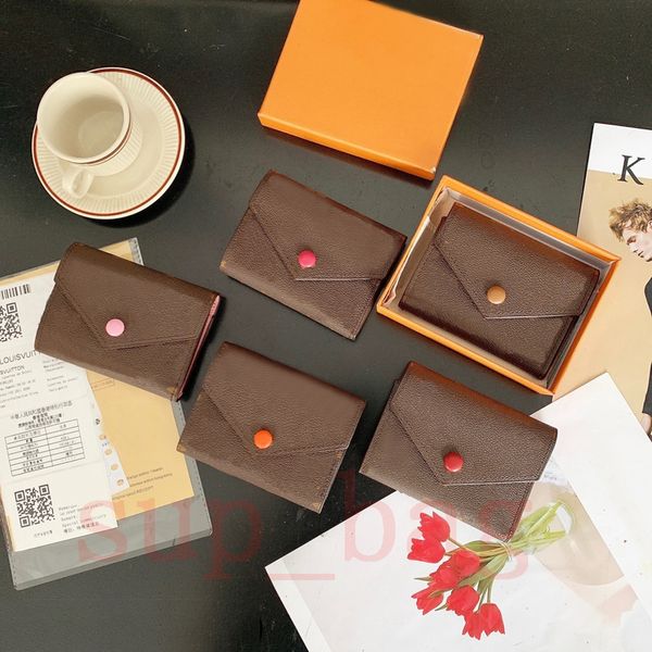 

wholesale designer bags mens woman wallets fashion genuine leather short card holder purse lady floral brown holders, Red;black