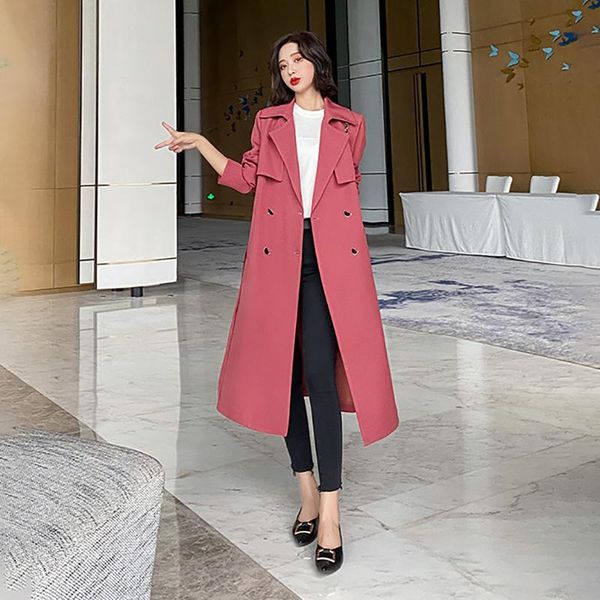 

women's trench coats windbreaker spring autumn korean loose long ladies cloak casual bean paste red quality jacket simple coat female, Tan;black