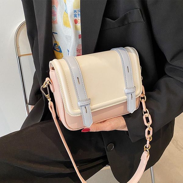 

evening bags small square shoulder for women simple chain crossbody ladies luxury pu leather handbags casual panelled messenger bag