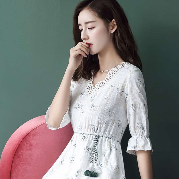 

pure cotton dress women's spring and summer han fan girl skirt small fresh flower first love, Black;gray