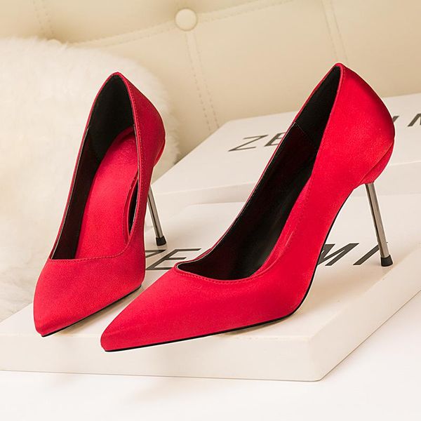 

women pumps designer luxury silk ladies wedding shoes fashion pointed toe stiletto red bridal dress, Black
