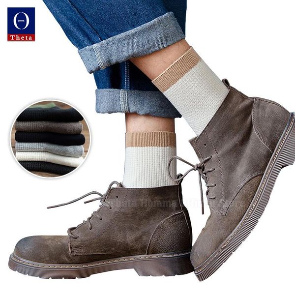 

men's socks theta 1 pair male autumn splicing casual sports long ins fashion basketball korean men slippers, Black