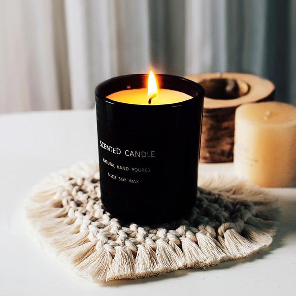 

mats & pads nordic style bohemia tassels love heart shaped cotton thread cup mat