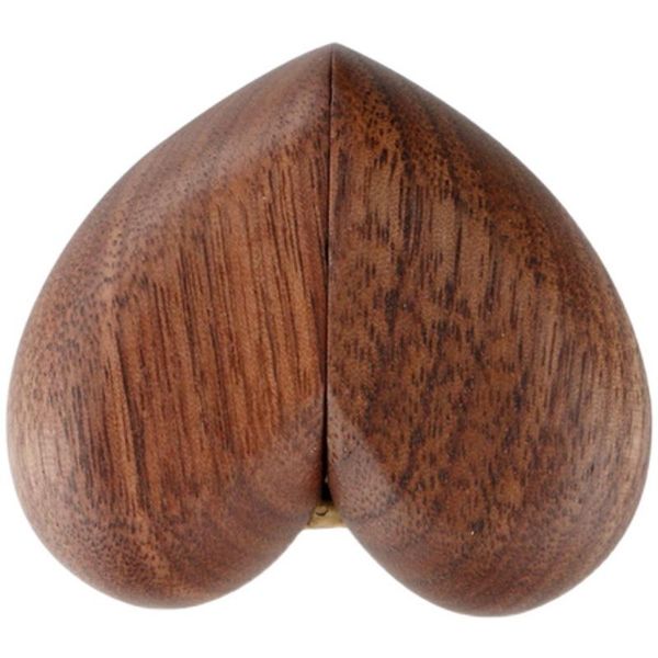 

creative fashion heart-shaped solid wood ring storage box retro black walnut wedding bottles & jars