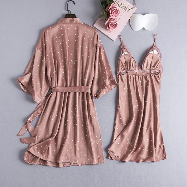 

bla/pink dot silk pajamas for women suits pijama feminino spring new 4 piece summer set women sleepwearby air, Black;red