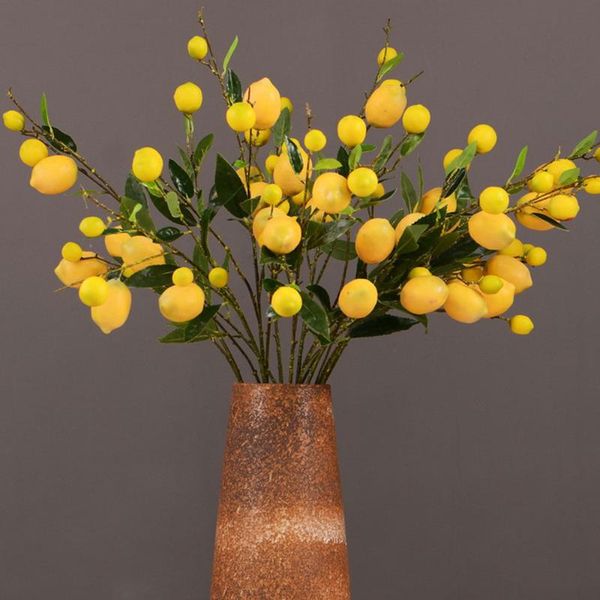

decorative flowers & wreaths simulation green plant artificial fruit flower yellow tree branch for home wedding decoration