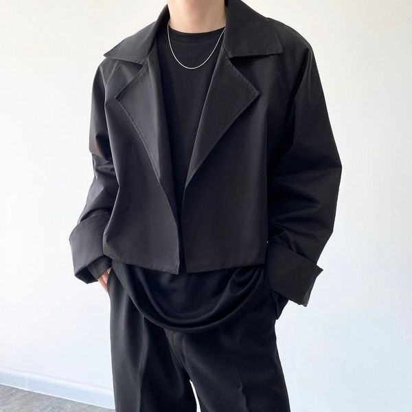 

men's suits & blazers spring and autumn personality simple fashion trend lapel short pure color suit coat, White;black