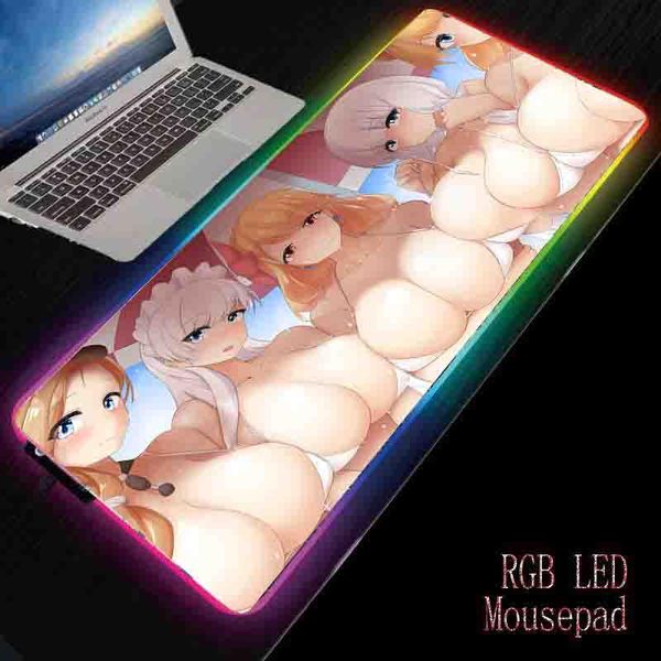 

mouse pads & wrist rests mairuige beauty big tits animation pad led game rgb gamer large lighting usb keyboard colorful mousepadxxl